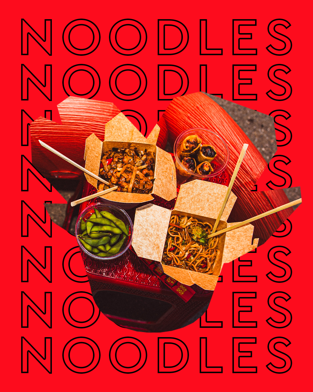 WokWok noodles and sushi spread